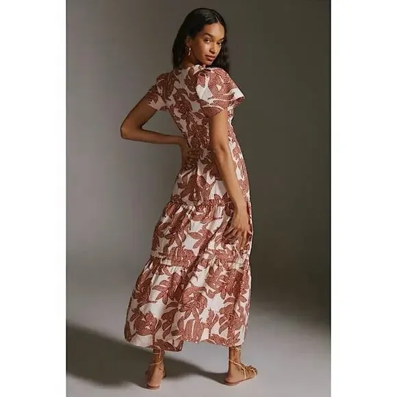 NEW Anthropologie Somerset Maxi Dress in Neutral Floral Dot Size Small - Picture 2 of 15